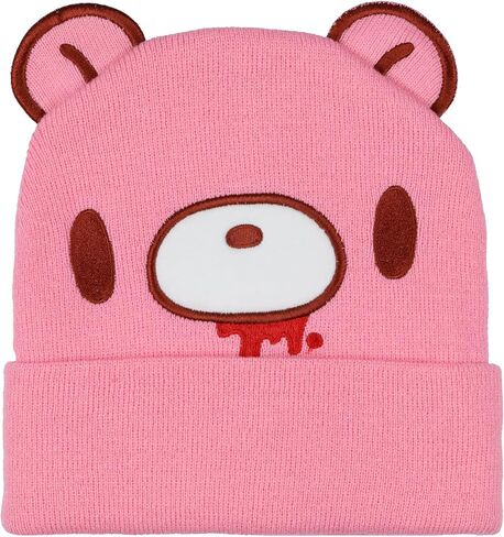 Bioworld Gloomy Bear Beanie Embroidered Face Design with 3-D Ears Adult Knitted Winter Hat Pink in Saudi Arabia