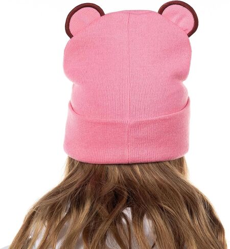 Bioworld Gloomy Bear Beanie Embroidered Face Design with 3-D Ears Adult Knitted Winter Hat Pink in Saudi Arabia