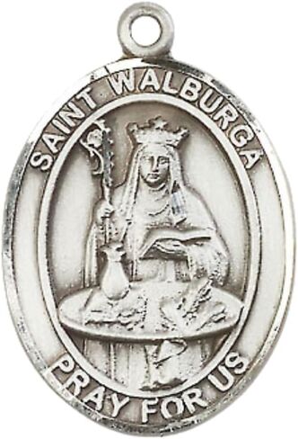 قلادة ميدالية Saint Walburga - سلسلة خفيفة مقاس 24 بوصة وصندوق هدايا - شفيع السعال والعواصف - مجوهرات دينية أنيقة - صنع في الولايات المتحدة الأمريكية in Kuwait