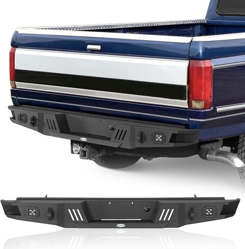 Hooke Road F150 Rear Bumper for 1992-1996 Ford F150 F250 F350 Pickup, Heavy Duty Steel Bumper with D-ring Mounts in Saudi Arabia