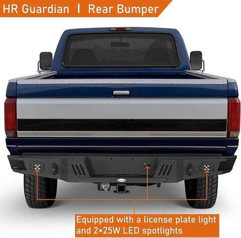 Hooke Road F150 Rear Bumper for 1992-1996 Ford F150 F250 F350 Pickup, Heavy Duty Steel Bumper with D-ring Mounts in Saudi Arabia