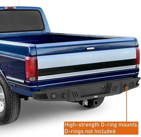 Hooke Road F150 Rear Bumper for 1992-1996 Ford F150 F250 F350 Pickup, Heavy Duty Steel Bumper with D-ring Mounts in Saudi Arabia