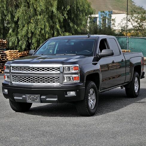 SPEC-D TUNING Chrome w/Silver Trim Projector Headlights w/Sequential Switchback LED Strip and Startup Animation Compatible with 2014-2015 Chevy Silverado 1500, Left + Right Pair Headlamps Assembly in Saudi Arabia