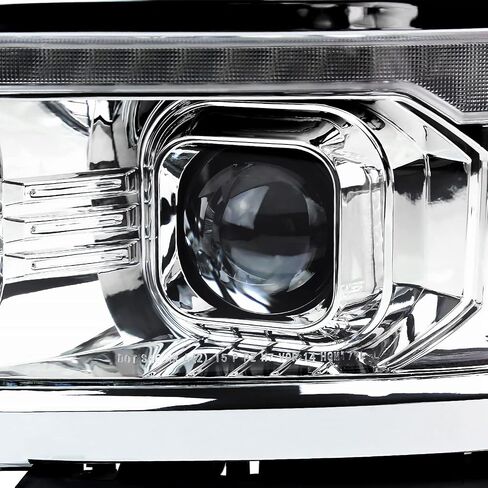 SPEC-D TUNING Chrome w/Silver Trim Projector Headlights w/Sequential Switchback LED Strip and Startup Animation Compatible with 2014-2015 Chevy Silverado 1500, Left + Right Pair Headlamps Assembly in Saudi Arabia
