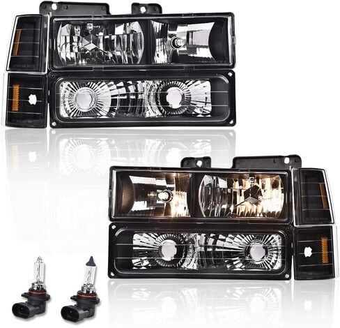 G-PLUS Headlights Assembly, Fit 1994 1995 1996 1997 1998 1999 GMC C1500 K1500 Yukon Bumper Headlamps, Clear Lens Chrome Housing Clear Reflector,faros delanteros in Saudi Arabia