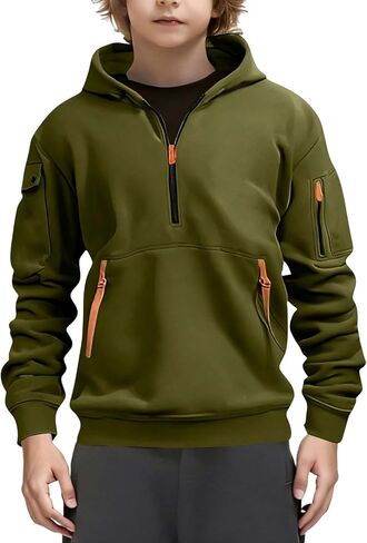 DASAYO Boys Sweatshirts Athletic Zip Up Hoodie Long Sleeve Plain Half Zip Pullover For Teens Fall Kids Clothes in Kuwait