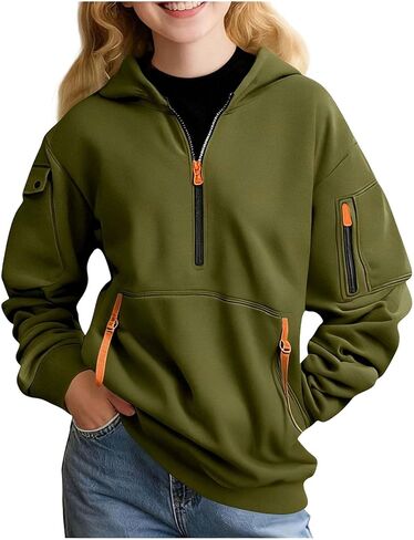 DASAYO Boys Sweatshirts Athletic Zip Up Hoodie Long Sleeve Plain Half Zip Pullover For Teens Fall Kids Clothes in Kuwait