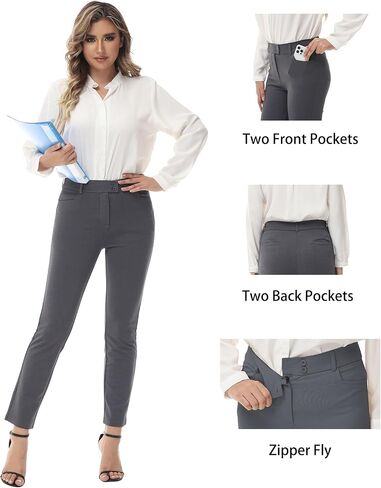 سروال اليوغا النسائي القابل للتمدد النحيف والمستقيم من ZTN مع 4 جيوب وبنطلون للعمل المكتبي والعمل الكاجوال والجولف in Kuwait