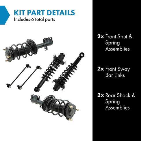 TRQ Front and Rear Suspension Kit Complete Strut & Coil Spring Assembly Shock & Spring Strut Assembly Sway Bar Stabilizer Link Compatible with 2014-2019 Toyota Corolla in Saudi Arabia