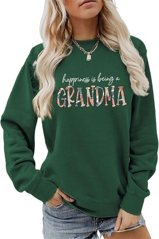 Happiness Is Being a Grandma Sweatshirt Women Cute Letter Printed Grandma Shirts Fall Long Sleeve Casual Pullovers in Kuwait