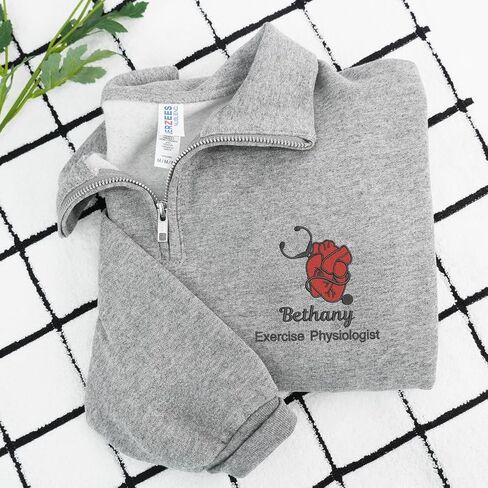 COUPLEHOODIES Custom Cardiology Nurse Embroidered Quarter Zip Sweatshirt – Uniform Gift for Nurse, or Healthcare Worker in Saudi Arabia