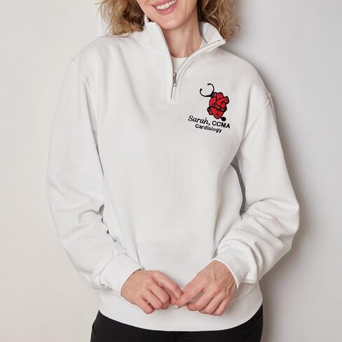 COUPLEHOODIES Custom Cardiology Nurse Embroidered Quarter Zip Sweatshirt – Uniform Gift for Nurse, or Healthcare Worker in Saudi Arabia