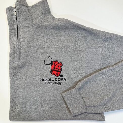 COUPLEHOODIES Custom Cardiology Nurse Embroidered Quarter Zip Sweatshirt – Uniform Gift for Nurse, or Healthcare Worker in Saudi Arabia