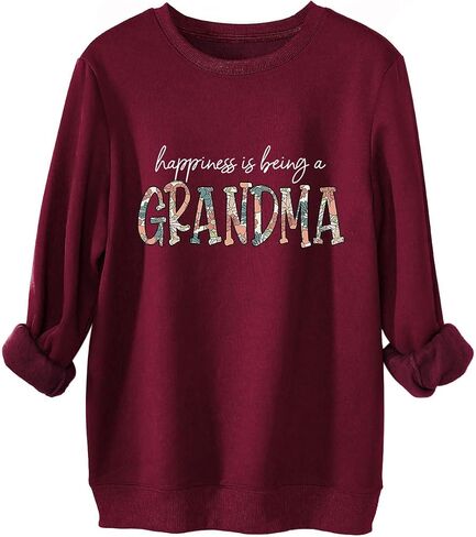 Happiness Is Being a Grandma Sweatshirt Women Cute Letter Printed Grandma Shirts Fall Long Sleeve Casual Pullovers in Kuwait