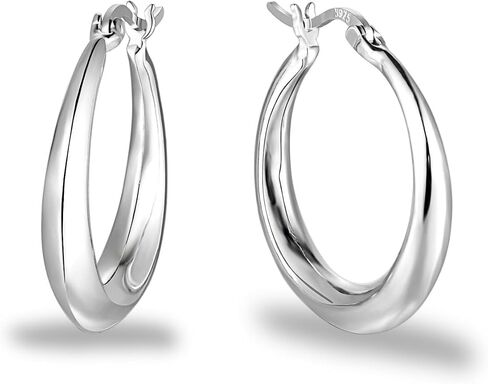 Statement Hoop Earrings for Women – Chunky 14K White Gold Over S925 Silver, Hypoallergenic, High Polish Thick Design in Saudi Arabia