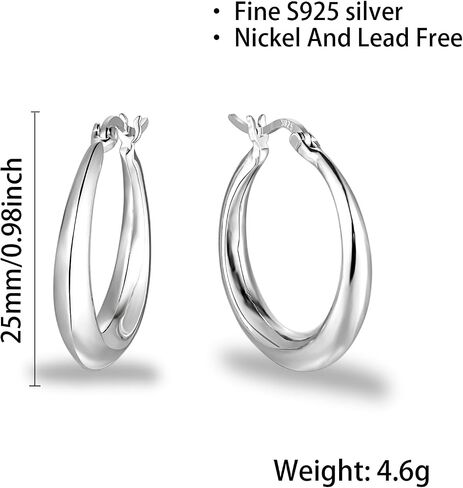 Statement Hoop Earrings for Women – Chunky 14K White Gold Over S925 Silver, Hypoallergenic, High Polish Thick Design in Saudi Arabia