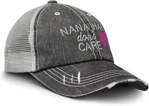 Soft Mesh Cap Hat Embroidered Nana Hair Don't Care Distressed Vintage Cap Trucker Hats for Men & Women in Saudi Arabia