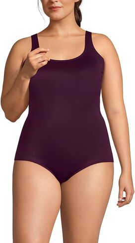 Lands' End Womens Chlorine Resistant Tugless Tank Soft Cup One Piece Swimsuit Dark Wine Plus 18w in Saudi Arabia