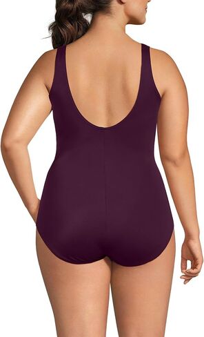 Lands' End Womens Chlorine Resistant Tugless Tank Soft Cup One Piece Swimsuit Dark Wine Plus 18w in Saudi Arabia