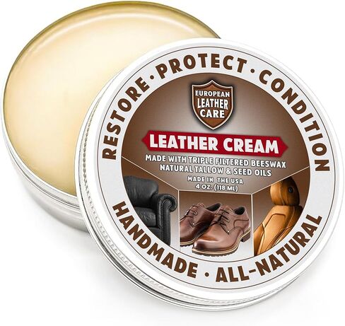 European Leather Care 8 oz Cream Leather Cleaner and Conditioner All Natural Leather Boots Leather Maintenance Cream Leather Conditioner Shoe Polish, Leather Couch, Furniture, Purses, Car, Saddle USA in Kuwait