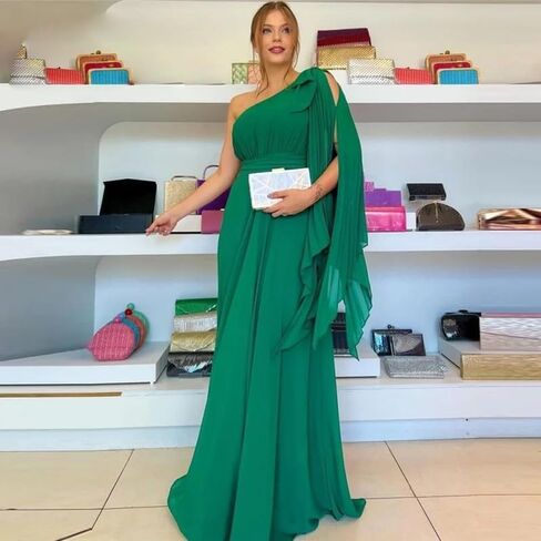 Chiffon Bridesmaid Dresses for Women 2025 One Shoulder Pleated Formal Gowns Long Wedding Guest Dresses in Saudi Arabia