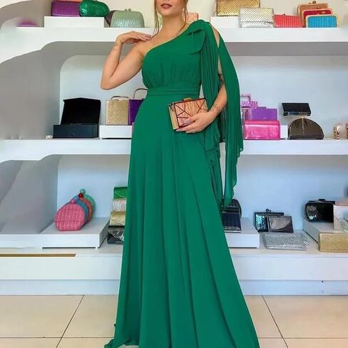 Chiffon Bridesmaid Dresses for Women 2025 One Shoulder Pleated Formal Gowns Long Wedding Guest Dresses in Saudi Arabia