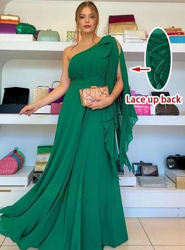 Chiffon Bridesmaid Dresses for Women 2025 One Shoulder Pleated Formal Gowns Long Wedding Guest Dresses in Saudi Arabia