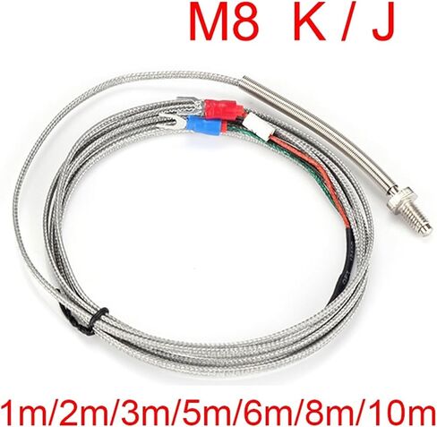 WRNT-02 M8 Screw K Type E J 1Meter 2M 3M 5M Wire Cable Connector Thermocouple Temperature Sensor for Temperature Controller(M8 J Type 1m) in Saudi Arabia