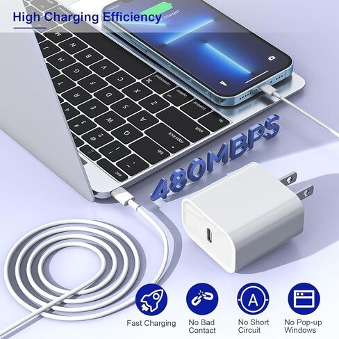شحن سريع للهاتف 16 15 Pro Max Charger Colorful ، 2Pack 20W USB C كتلة شواحن سريعة مع كابل USB C بطول 6 قدم إلى USB-C متوافق مع iPhone 15/16 Pro/Plus/Pro Max ، Pad Pro 12.9/11 Inch in Kuwait