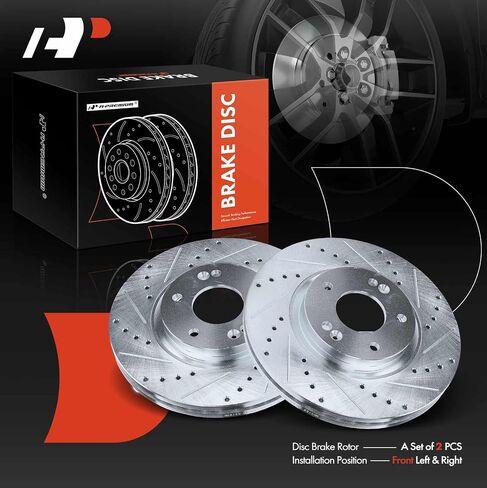A-Premium 11.83 inch (300.3mm) Front Drilled and Slotted Disc Brake Rotors Compatible with Select Kia, Hyundai Models - Sorento 2011-2013, Santa Fe 2010-2012, 2-PC Set in Saudi Arabia