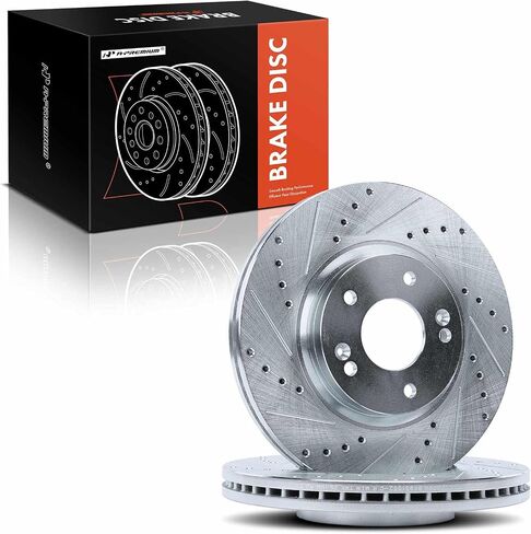 A-Premium 11.83 inch (300.3mm) Front Drilled and Slotted Disc Brake Rotors Compatible with Select Kia, Hyundai Models - Sorento 2011-2013, Santa Fe 2010-2012, 2-PC Set in Saudi Arabia