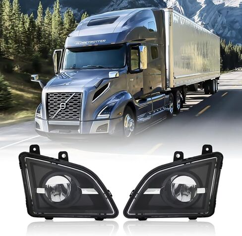 Front Bumper Fog Light Lamps Compatible with Volvo VNL Trucks 2018-2024, Clear Lens,Driver Left Side and Passenger Right Side (NORMAL WHITE) in Kuwait