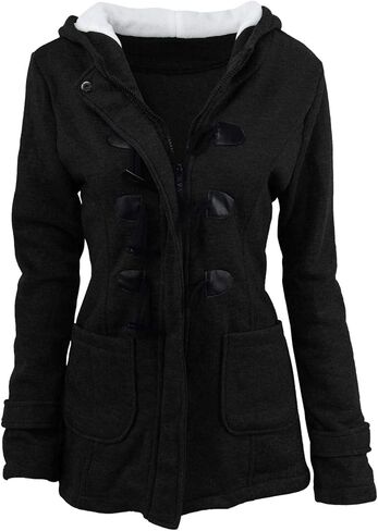 Fleece Jacket Women Horn Button Down Sherpa Lined Jackets Thick Warm Plus Size Peacoat Winter Fashion Clothes in Saudi Arabia