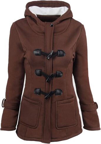 Fleece Jacket Women Horn Button Down Sherpa Lined Jackets Thick Warm Plus Size Peacoat Winter Fashion Clothes in Saudi Arabia