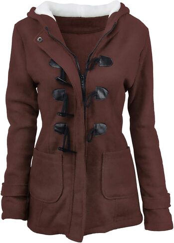 Fleece Jacket Women Horn Button Down Sherpa Lined Jackets Thick Warm Plus Size Peacoat Winter Fashion Clothes in Saudi Arabia