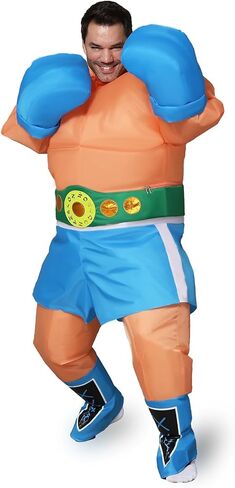 Inflatable Boxer Costume – Adult Halloween Blow-Up Suit with Oversized Gloves and Championship Belt in Kuwait