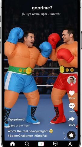 Inflatable Boxer Costume – Adult Halloween Blow-Up Suit with Oversized Gloves and Championship Belt in Kuwait