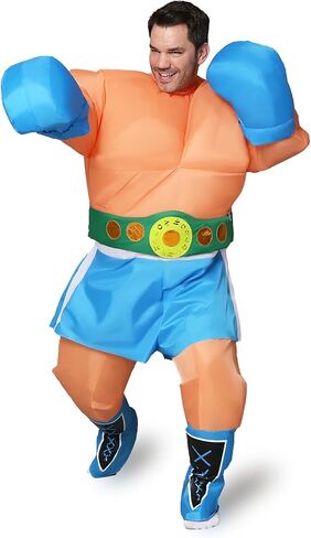 Inflatable Boxer Costume – Adult Halloween Blow-Up Suit with Oversized Gloves and Championship Belt in Kuwait