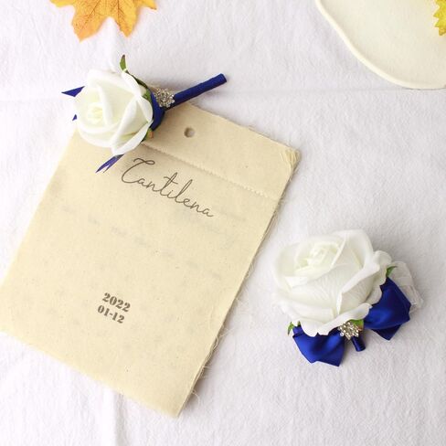 Wrist Corsage Rose Corsage and Boutonniere Set for Bride Groom Wedding Prom Party Hand Flower Decoration Set of 2 (Black & Blue) in Saudi Arabia