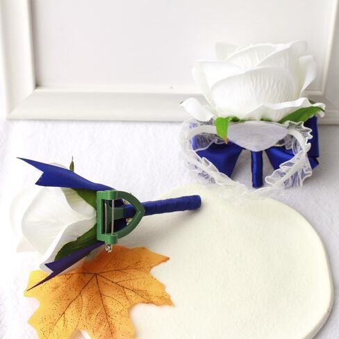 Wrist Corsage Rose Corsage and Boutonniere Set for Bride Groom Wedding Prom Party Hand Flower Decoration Set of 2 (Black & Blue) in Saudi Arabia