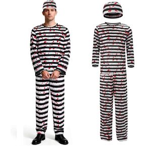 زي السجين للرجال زي نزيل السجن زي مخطط للمجرمين المدانين الرعب الدامي جيلبيرد الهالوين التأثيري in Saudi Arabia
