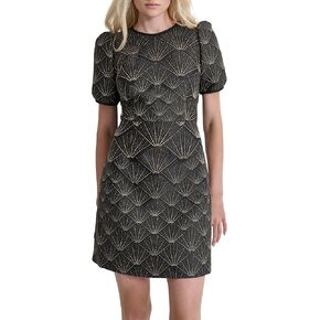 DKNY Women's Short Sleeve Jewel Neck Mini Fit and Flare Heat Set Dress in Saudi Arabia