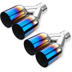 2.5 inch Exhaust Y Pipe, 2.5" Single to 3.5" Dual Exhaust Adapter Connector, 10.5" Overall Length, Universal 2 1/2 Inch Y Tail Pipe, Weld-on, Blue Burnt 2PCS in Saudi Arabia