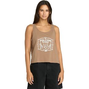 Volcom Womens to The Bank Organic Cotton Graphic Tank Top – Relaxed Boxy Fit, Breezy Summer Style in Kuwait
