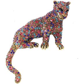 Punk Leopard Rhinestone Brooch for Women Men Crystal Lapel Badge Cool Style Animal Brooches Colorful Cubic Zirconia Accessories Boutonniere Corsage for Clothes Hat Bag Gothic Personalized Jewelry in Saudi Arabia