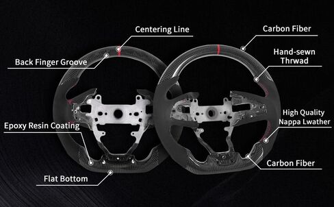 Carbon Fiber Steering Wheel for Honda Civic Gen 10th 2016-2021,Type R FK8 North American Spec, D-shaped Flat-bottom Perforated Leather Grip in Kuwait