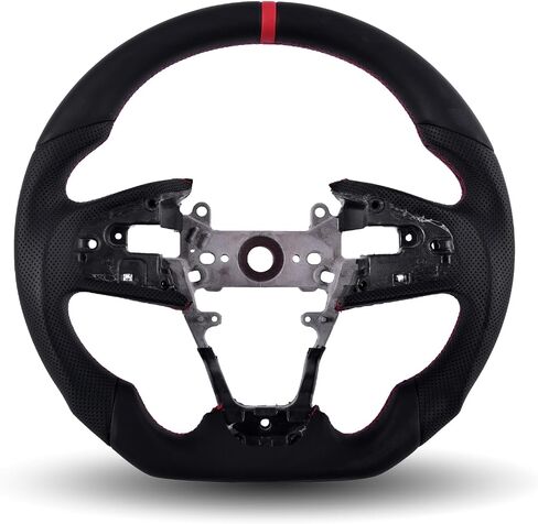 Carbon Fiber Steering Wheel for Honda Civic Gen 10th 2016-2021,Type R FK8 North American Spec, D-shaped Flat-bottom Perforated Leather Grip in Kuwait
