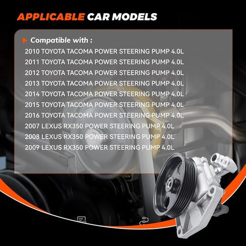 21-5447 مجموعة مضخة التوجيه الكهربائية مع بكرة متوافقة مع Toyota Tacoma 2005-2015، Lexus RX350 2007-2009، 4.0L 3.5L استبدال مضخة مساعدة الطاقة # 4431004130 4431004150 4431007040 in Kuwait