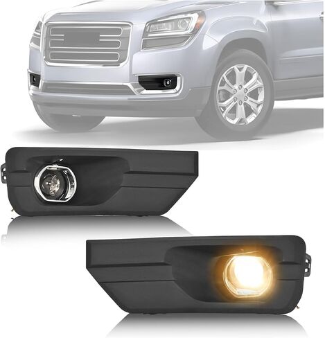 HECASA Pair Fog Light Assembly Compatible with 2013-2016 GMC Acadia 2017 Acadia Limited SL SLE SLT Denali Front Bumper Fog Lamp Bezel Cover Trim Molding Set Replacement for GM2593157 10335108 LH&RH in Saudi Arabia