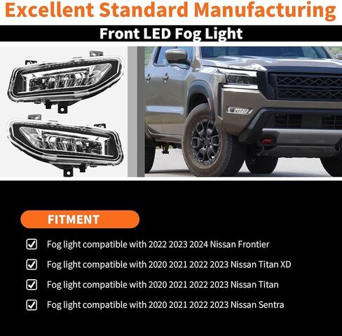 Fog Light Assembly Compatible with Frontier 2022-2024 with Switch Harnesses Left & Right 261558996C 261508996C (Not Halogen) Pair Fog Lamp in Saudi Arabia